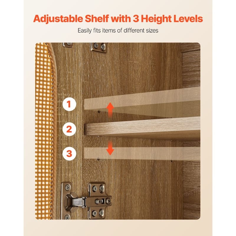 Natural Bathroom Wall Cabinet with Adjustable Shelf 3-Layer Storage for Bottles or Toiletries - 23” x 10” x 23”