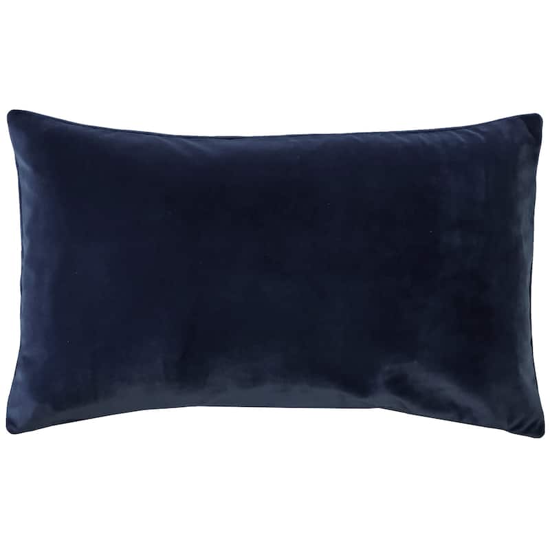 Pillow Decor Castello Soft Velvet Throw Pillows (3 Sizes, 18 Colors) - 12" x 19" - Cover Only - Midnight Blue