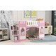 preview thumbnail 1 of 8, Pink Low Loft Bed with Staircase, Window, Twin Castle Playhouse Bed Pink - Twin
