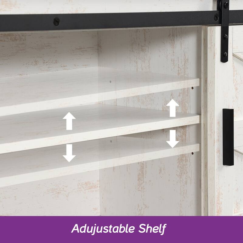 Set of 2 Sliding Barn TV Stand, Entertainment Center for 100" TV