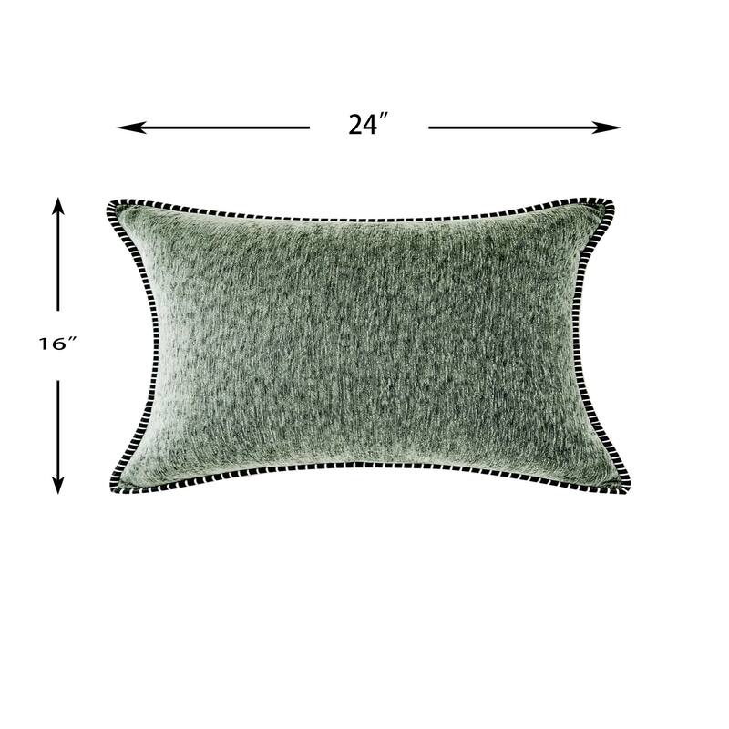 Textured Throw Pillow with Stitched Contrast Edge Set of 2