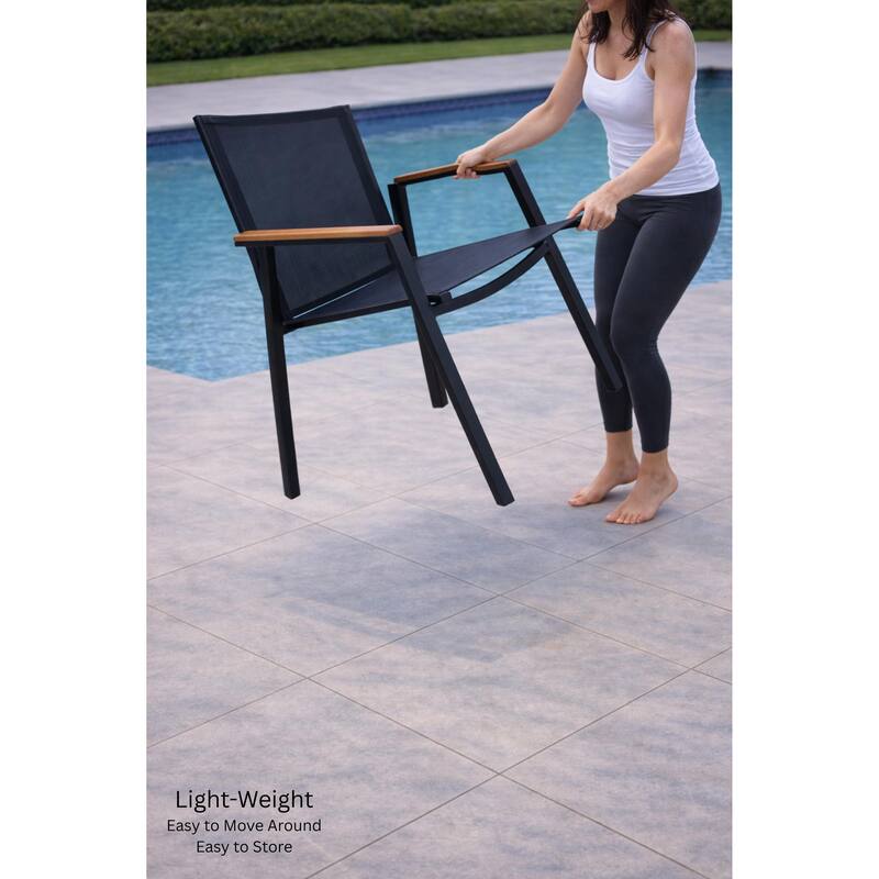 Bernini Dark Grey 7-Piece Aluminum Outdoor Dining Set with Sling Set in Smoke Grey - N/A