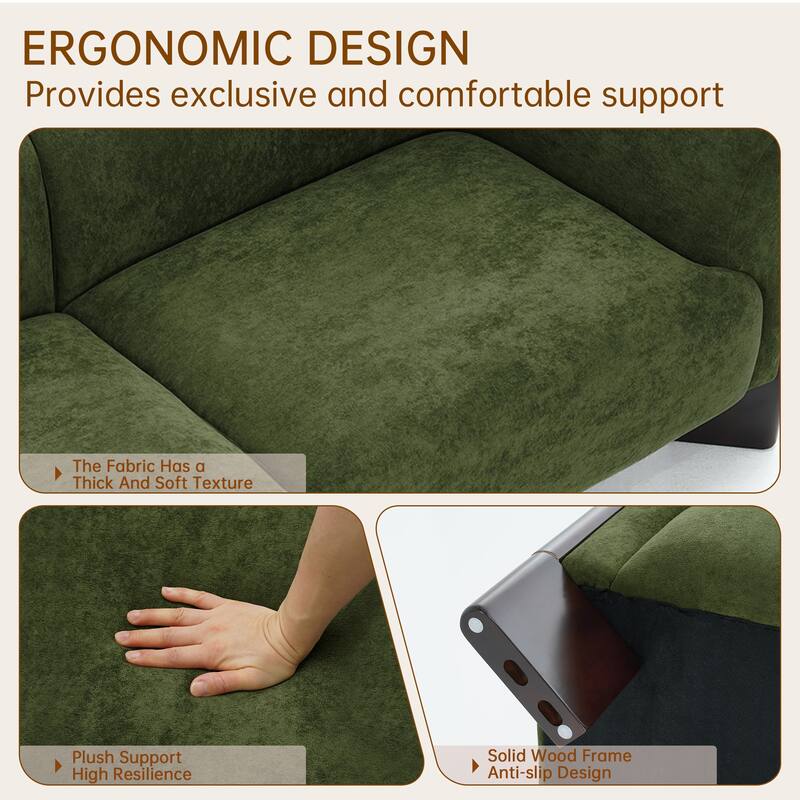 Modern Oversized Sofa Loveseat with Wood Legs