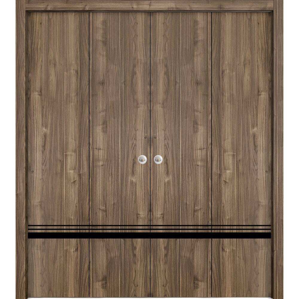 Double Bi-fold Doors Planum 0012 Walnut with Sturdy Tracks