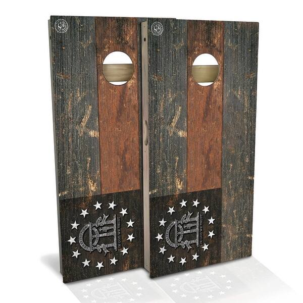 slide 2 of 9, Georgia Flag Vintage Outdoor Cornhole Board Set Backyard 2x4 - NO Accessories