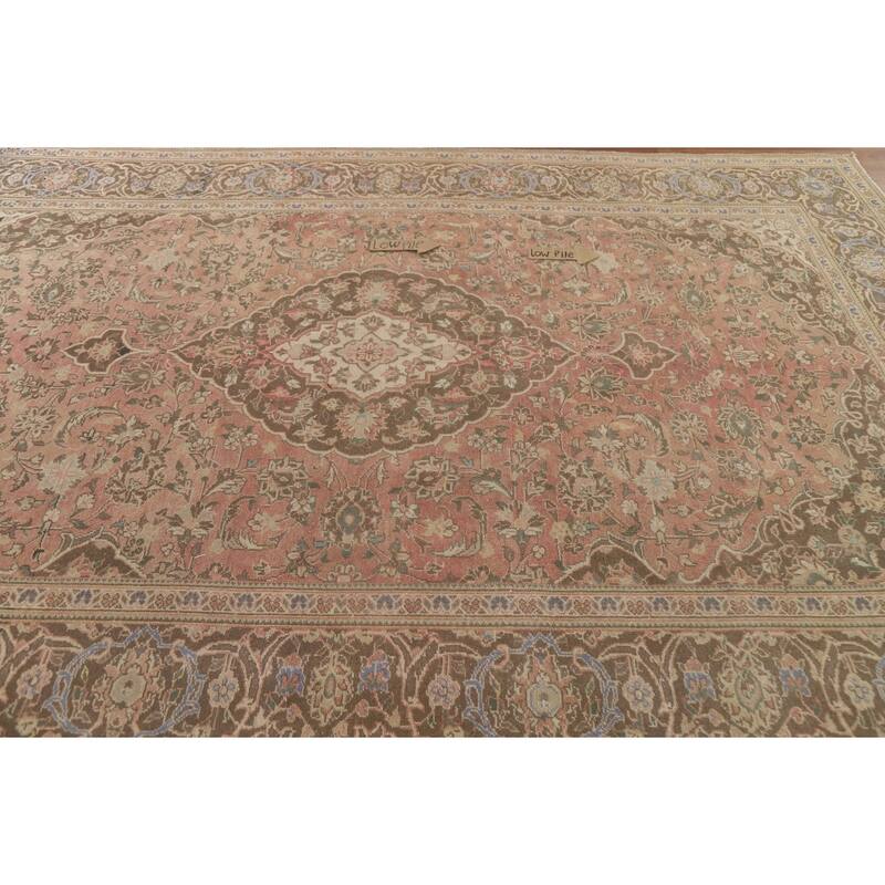 Hand Knotted Oriental 100% Wool Carpet Traditional Floral Pink Kashan Area Rug - 10' 0'' X 6' 9''