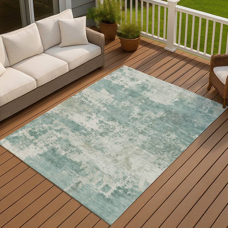 Machine Washable Indoor/ Outdoor Modern Jenna Chantille Rug - Aqua - 2'6" x 3'10"