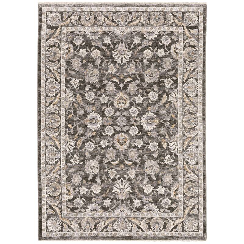Style Haven Marley Distressed Vintage Fringed Area Rug - 2' x 3' - Grey/ Ivory - Rectangle