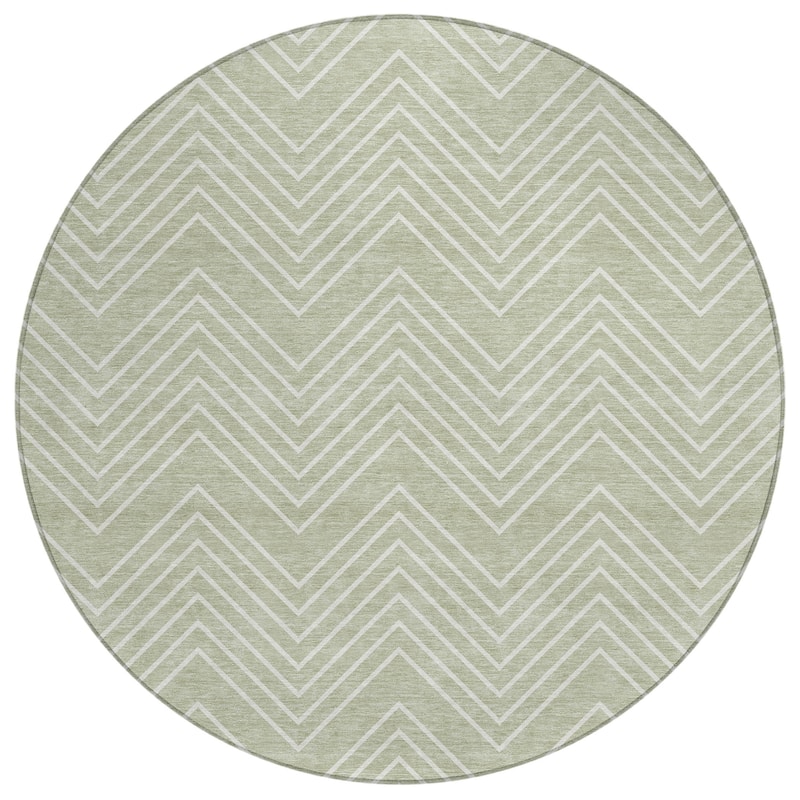 Machine Washable Indoor/ Outdoor Modern Chevron Chantille Rug