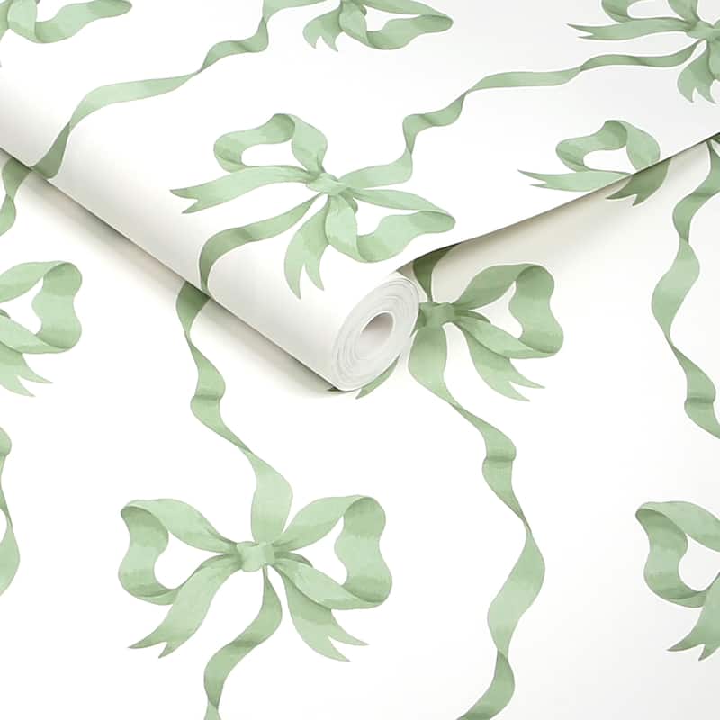 Cath Kidston Ribbon Bow Sage Wallpaper