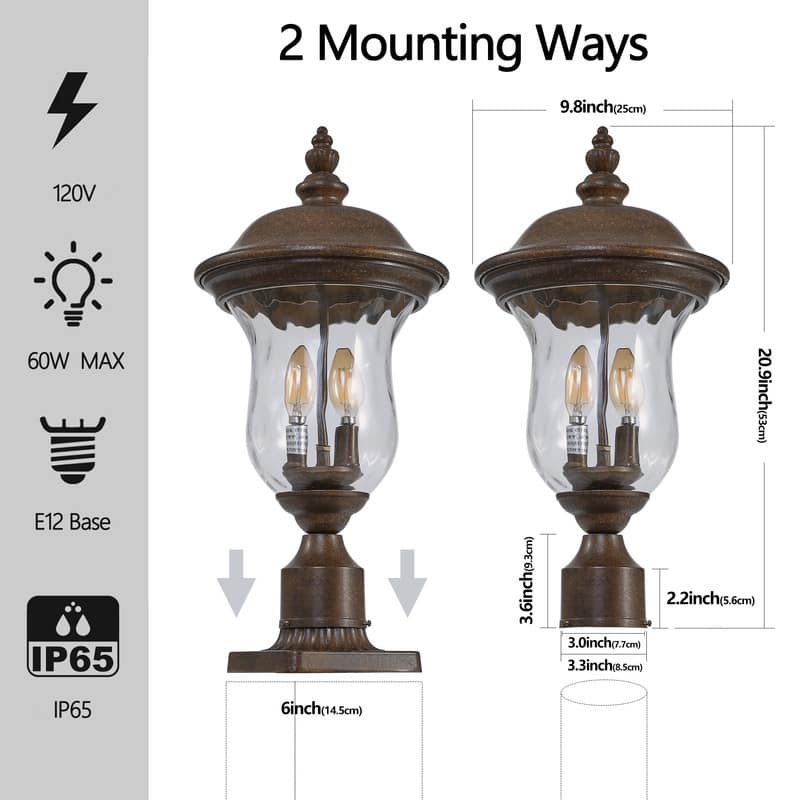 21" Classic Outdoor Lamp Post Light – Single Waterproof Garden Lantern with Clear Glass Shade (No Bulb)