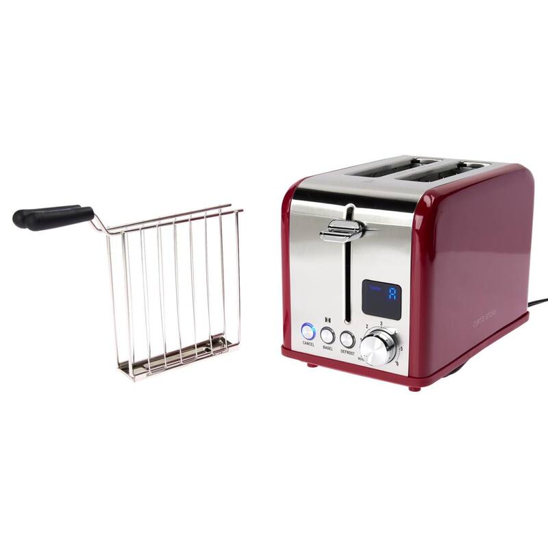 Curtis Stone Digital 2-Slice Toaster with Sandwich Cage Refurbished - Red