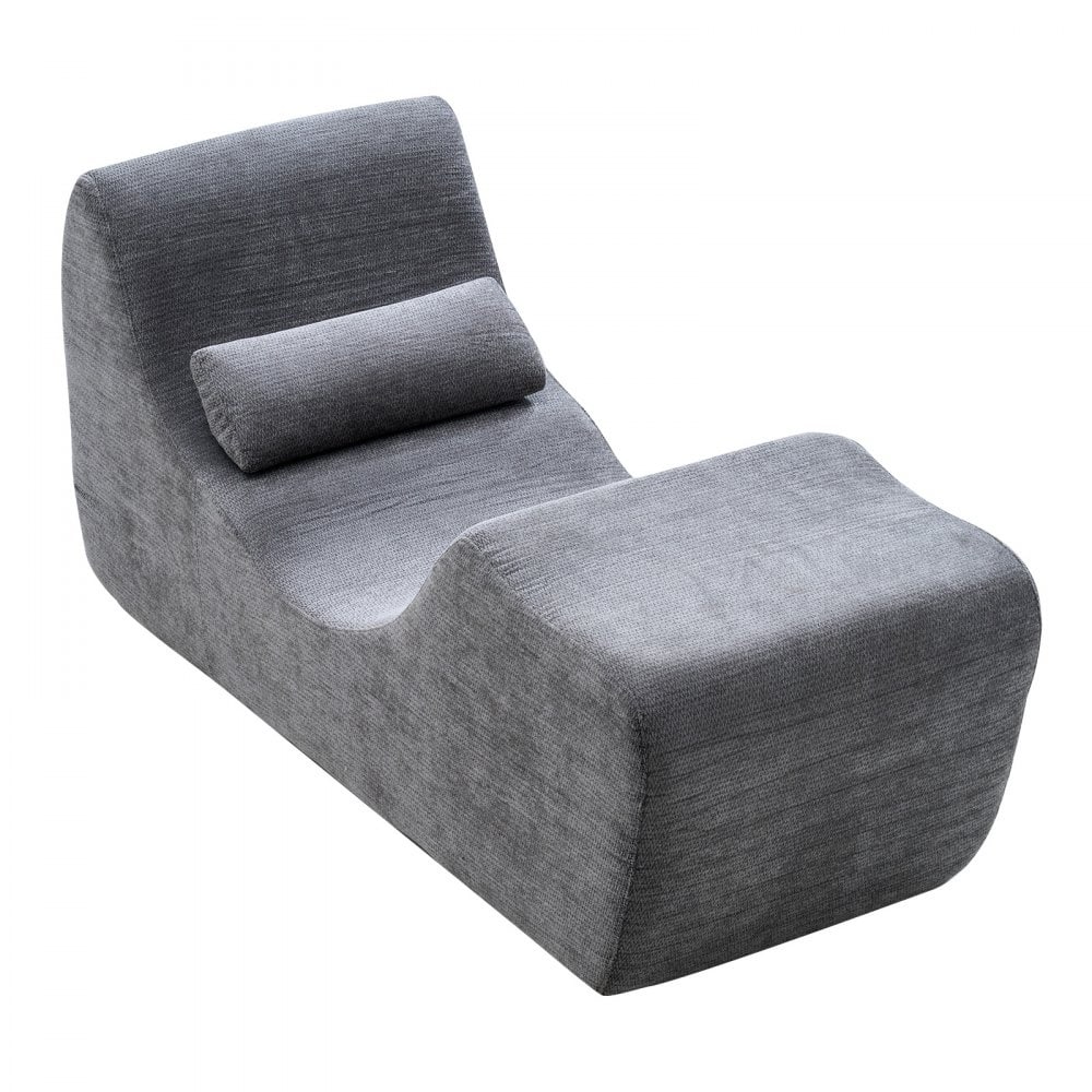 Grey Upholstery Yoga Chaise Lounge with Ergonomic Design and Wide Side Platform - 59.84 x 23.62 × 27.56 in