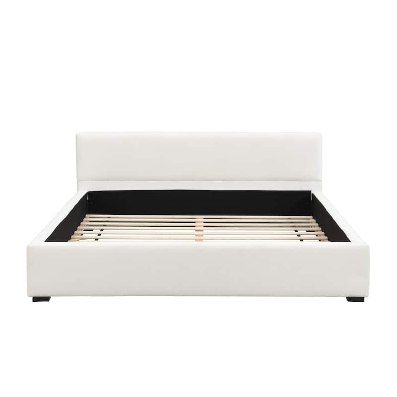 Christopher Knight Home-Zenobia Wide-Edge Polyester Upholstered Bed with Headboard
