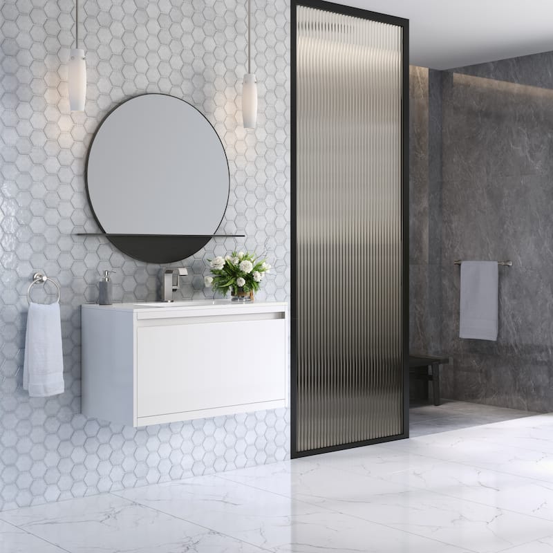 James Martin Vanities Mantova 35.4" Single Vanity Cabinet, Glossy White