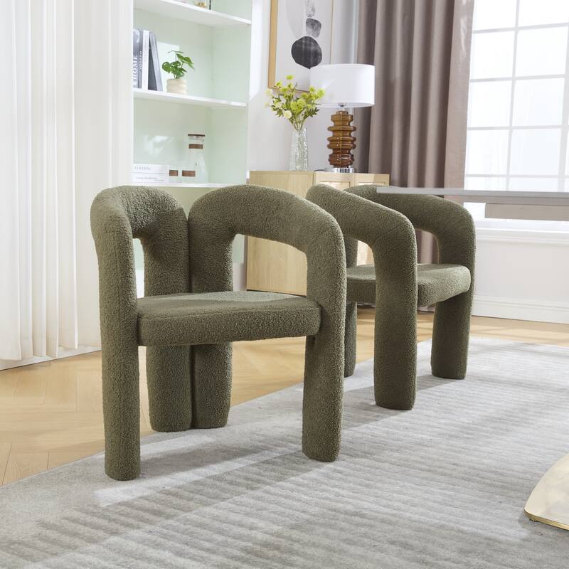 Contemporary Designed Fabric Upholstered Accent/Dining Chair /Barrel Side Chairs Kitchen Armchair set of 2