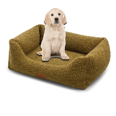 Orthopedic Dog Bed / Sofa "Milo" - M, Luxurious Fluffy Green Removable Covers