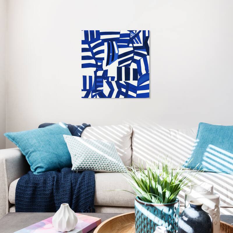 Wynwood Studio Canvas Abstract Marked I Blue and Sapphire Blue Modern & Contemporary Wall Art Canvas Print - 20 x 20