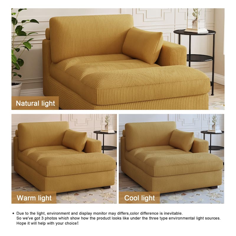 Modern Corduroy L-Shaped Sofa Chaise Lounge Couch