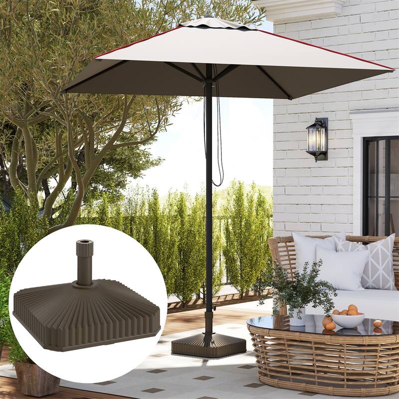 HDPE Umbrella Base for Outdoor Garden Patio Poolside Fits 1.3 and 1.5 Inch Poles Supports Umbrellas Up to 7.2 Feet Brown