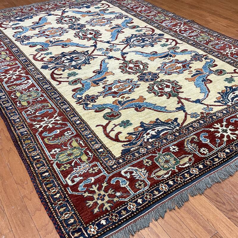 HERAT ORIENTAL Handmade Super Kazak Wool Rug - 6'4" x 9'
