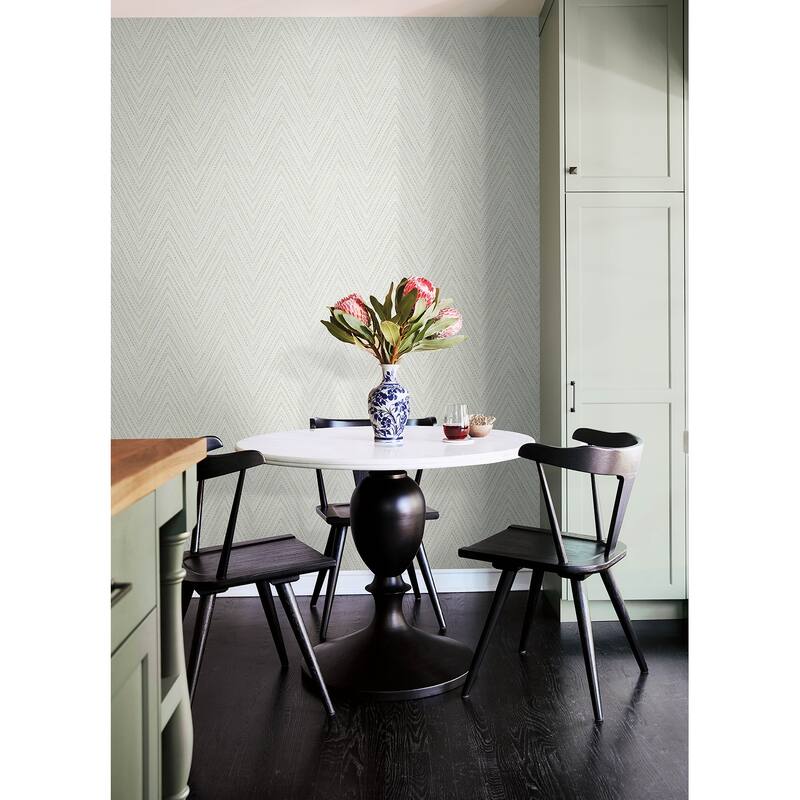 A-Street Prints Lainey Green Stitched Chevron Wallpaper