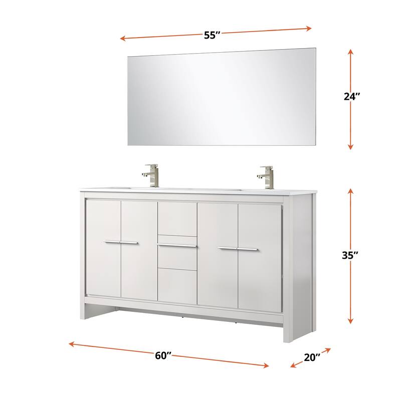Lafarre Bath Vanity Quartz Top, Sink, Mirror & Brushed Nickel Faucet