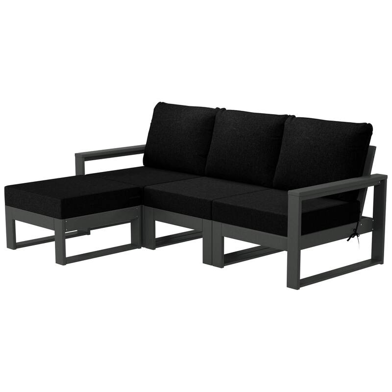 Endless Patio 4-Piece Deep Seating Set with Ottoman with Gray Frame - Gray/Black