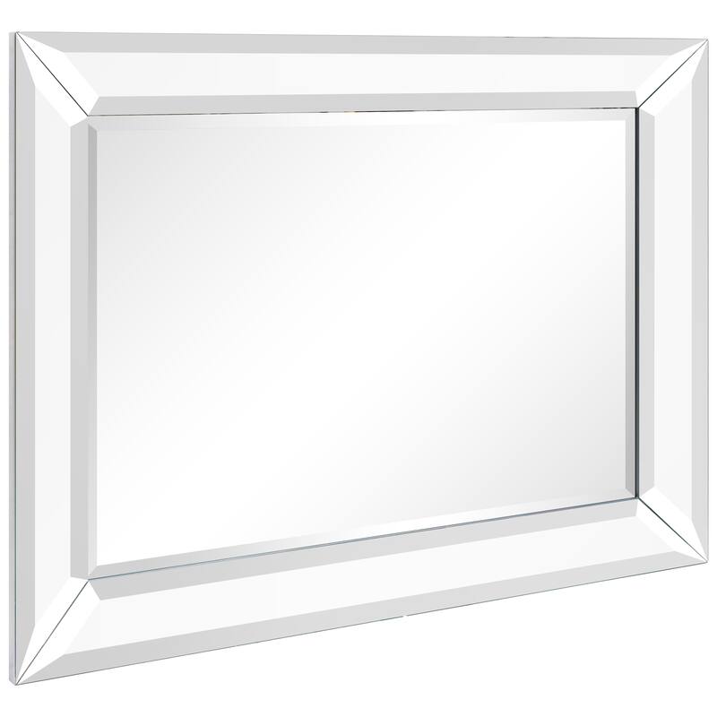 Rectangular Beveled Diamond Silver Framed Wall Mirror 40" x 30" - 30" x 40"