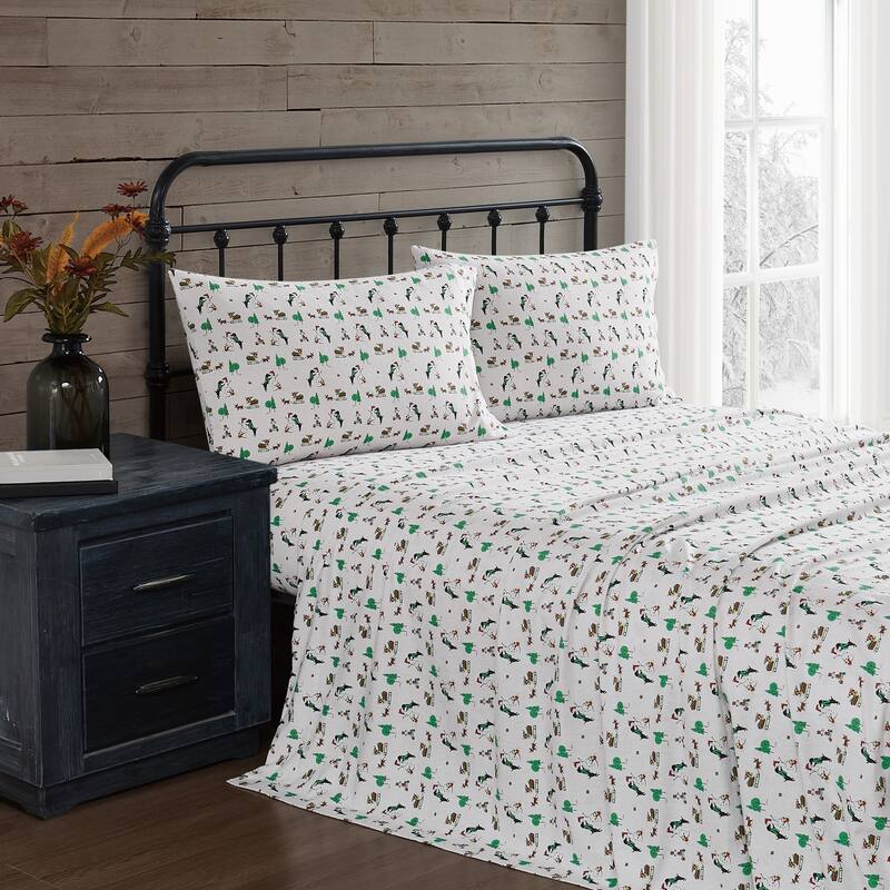 Truly Soft Printed and Solid Cotton Flannel 4 Piece Sheet Set