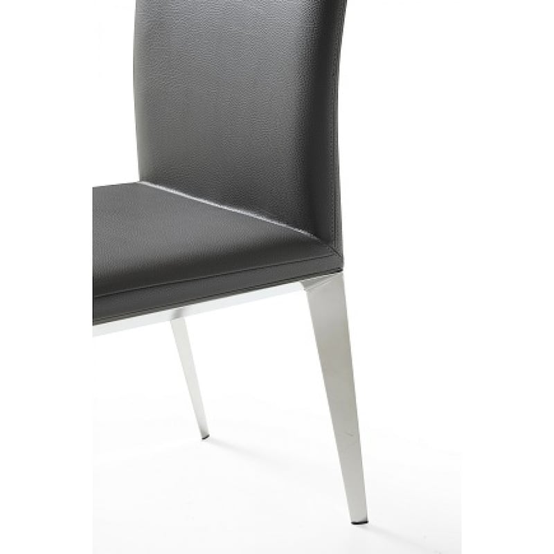 Set of Two Dark Gray And Silver Upholstered Faux Leather Dining Side Chairs