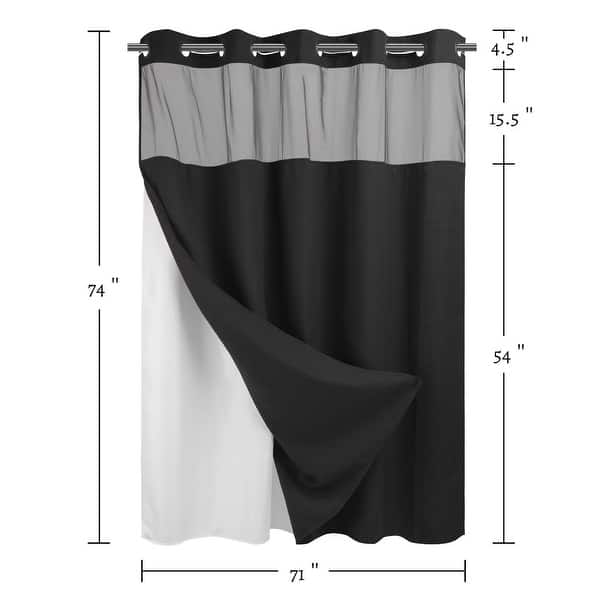 dimension image slide 3 of 18, No Hook Waffle Weave Shower Curtain with Snap-in Liner