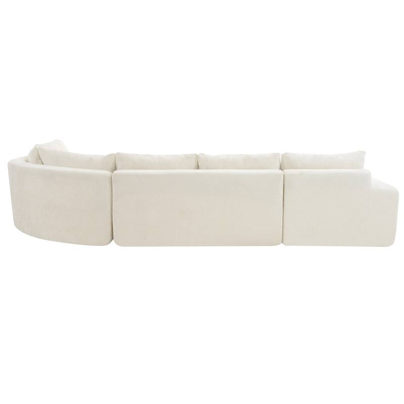 Christopher Knight Home - Cami 140.5" Chenille Upholstered U-shaped Modular Compressed Sectional Sofa with Pillows