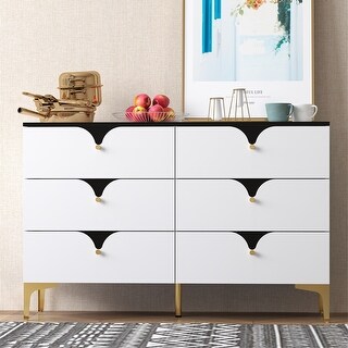 White Modern 6 Drawers Dresser Cabinet - Bed Bath & Beyond - 40247116