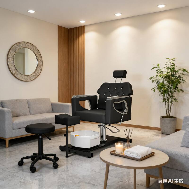 Pedicure Chair with Foot Spa Stool with Adjustable Pedicure Stand