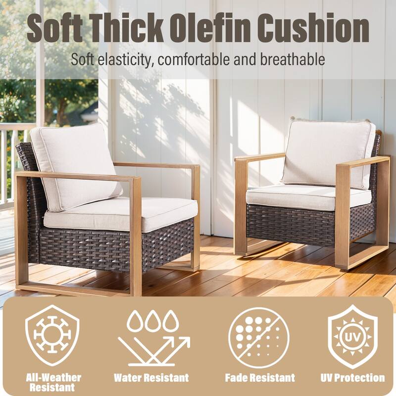 Gymojoy Outdoor Patio Chair with 2 Ottomans
