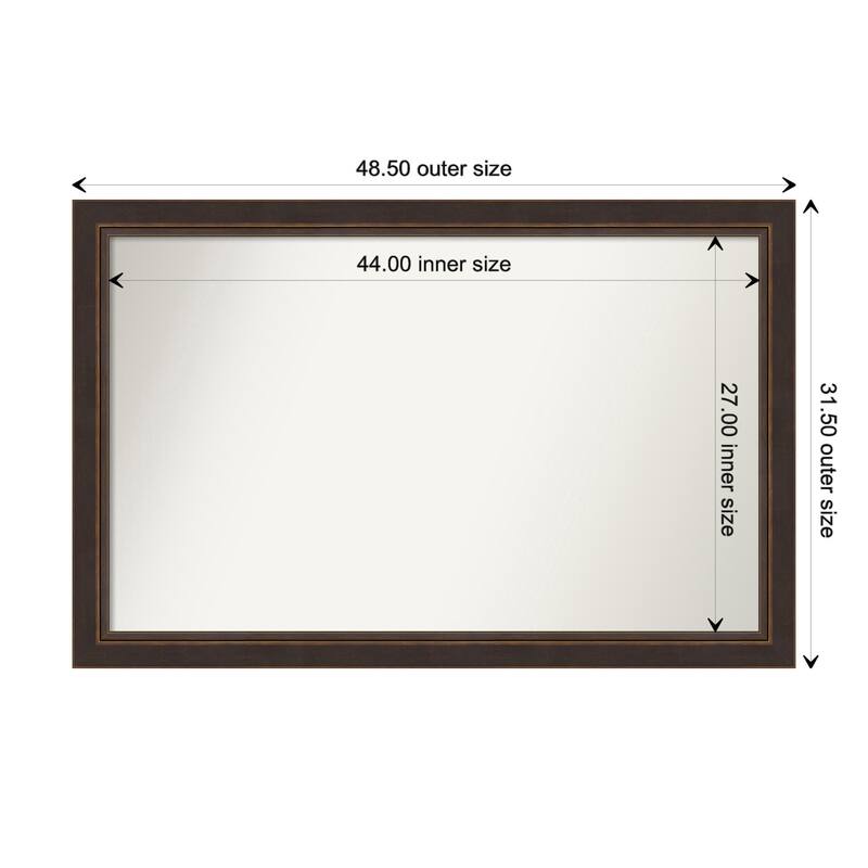 Lara Bronze Framed Non-Beveled Custom Wall Mirror, Bathroom Vanity Mirror - Outer Size: 48.5 x 31.5