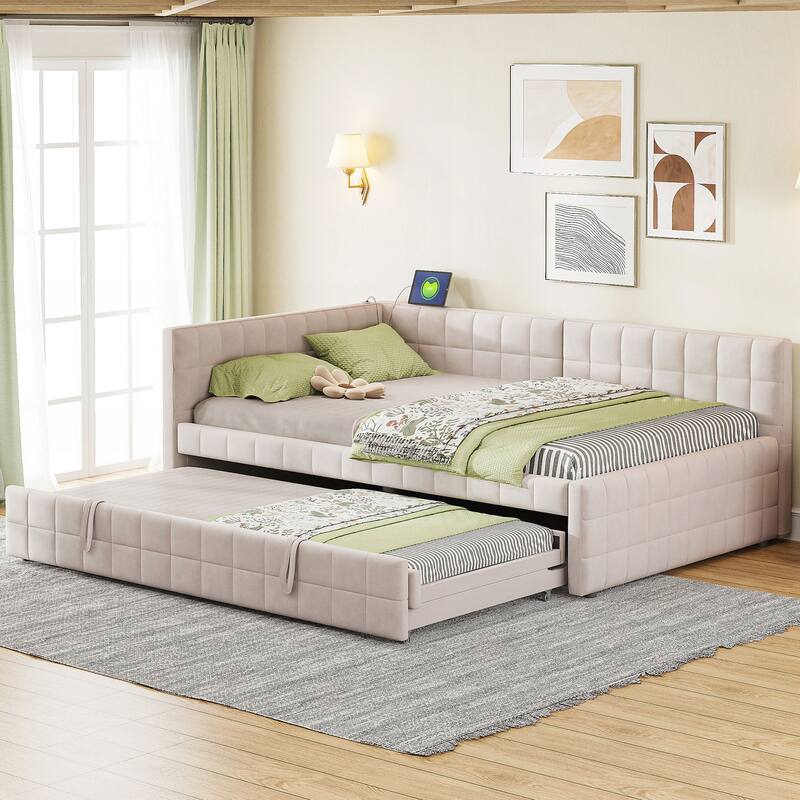 Full Size Upholstered L-Shaped Upholstered Daybed