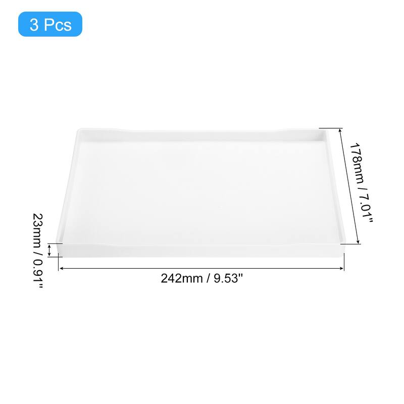 3Pcs Serving Tray Small Mini Tray Plastic Rectangular Wooden Serving Trays Decorative Ottoman Platter - White - 7"x10"