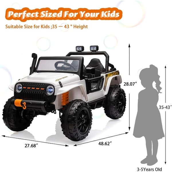dimension image slide 0 of 5, 2 Seats Ride on Car 24V Truck for Kids & Parents w/Remote Control