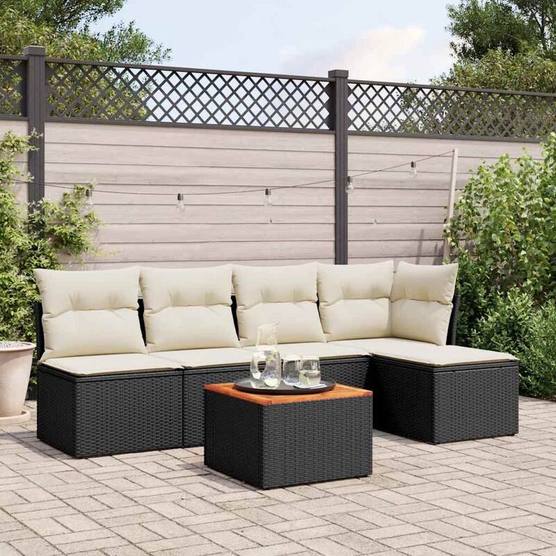 vidaXL Garden Sofa Set Black - 21.7 x 21.7 x 14.6