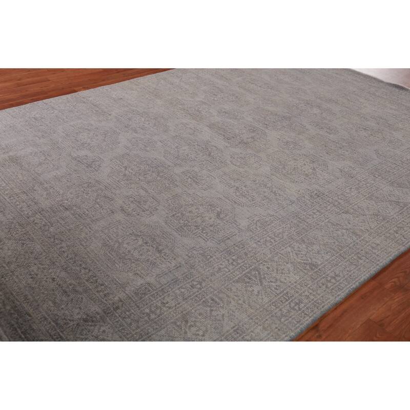 Hand Knotted Oriental 100% Wool Carpet Transitional All-Over Greys & Charcoal Oushak Area Rug - 8' 10'' X 6' 1''