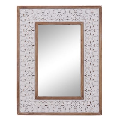 Wooden Wall Mirror - White - Roche River Decor