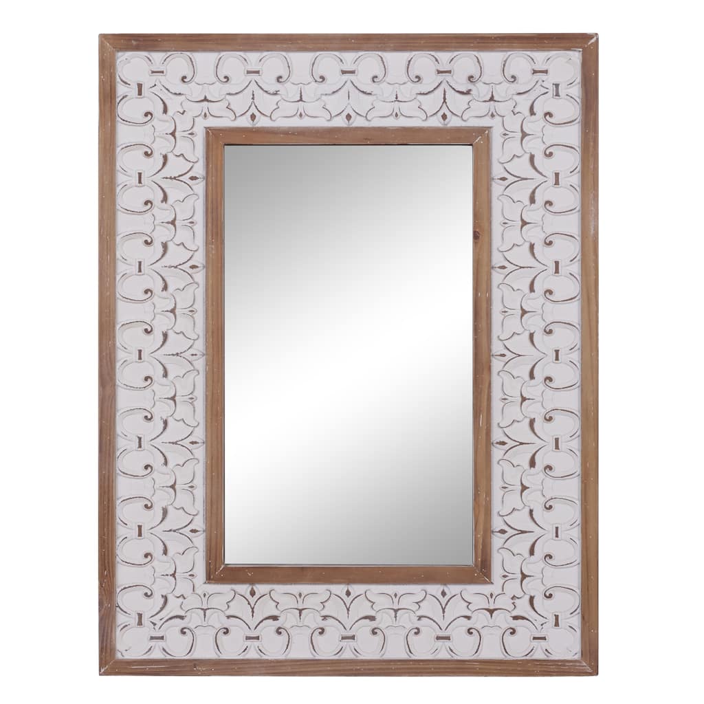 Wooden Wall Mirror - White - Roche River Decor