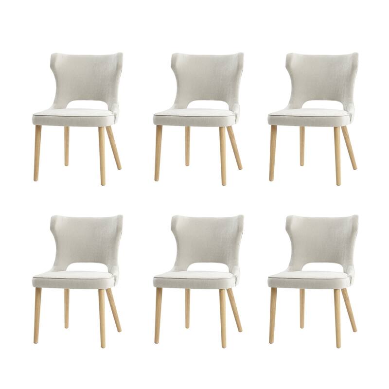 Rita Mid-century Modern Dining Chair with Solid Wood Legs Set of 6 by HULALA HOME