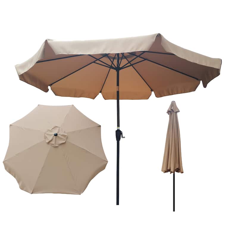 10 ft Patio Umbrella Market Round Umbrella Outdoor Garden Umbrellas with Crank and Push Button Tilt