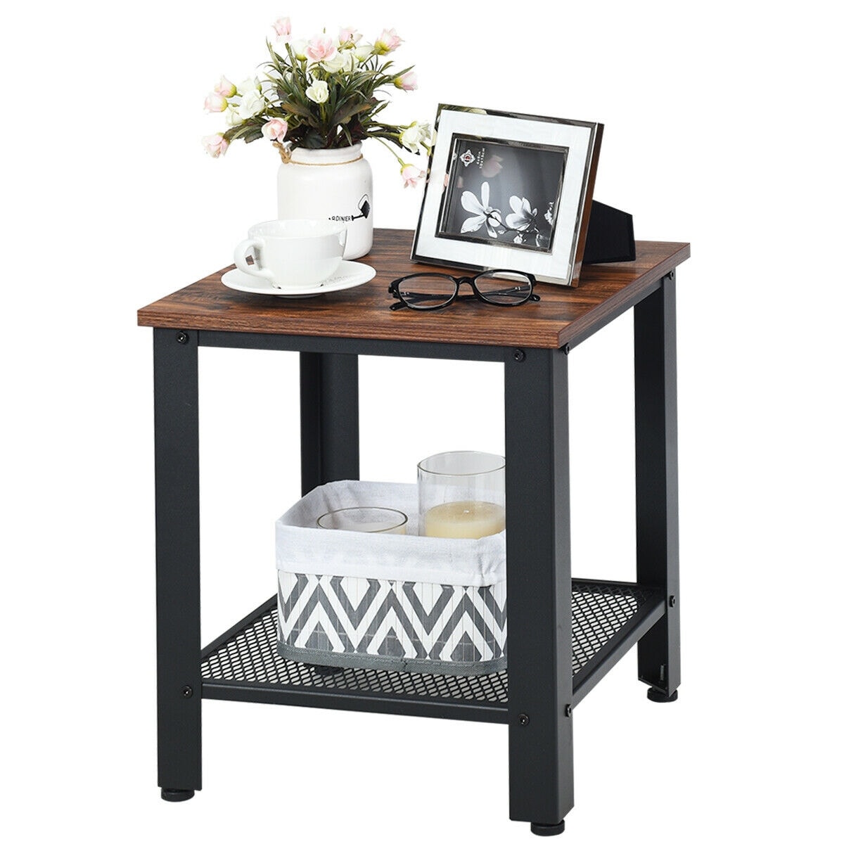 Gymax End Table 2 Tier Side W Storage Shelf Gymax End Table 2 Tier