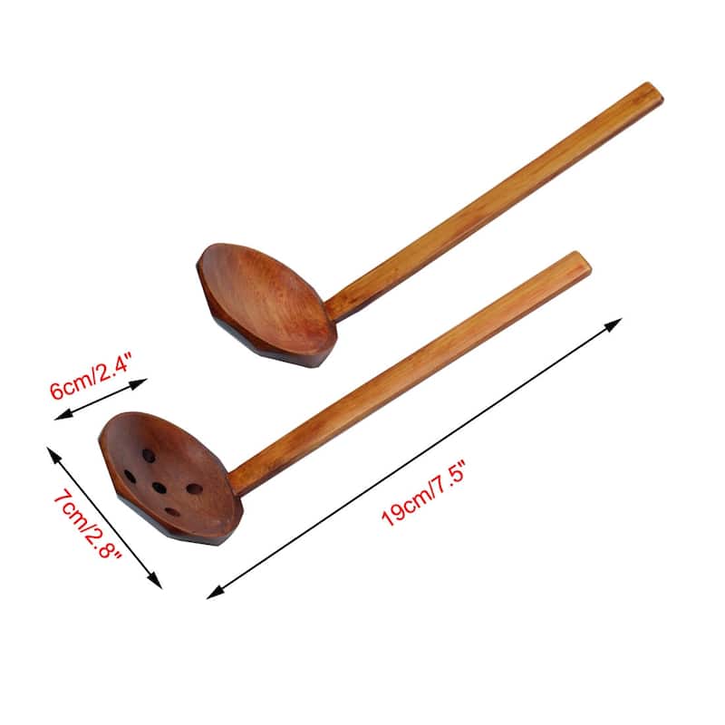 2pcs Wooden Spoon Soup, Colander ladle Spoon Cookware Tool - Wood Color - 7.5" x 2.8" x 2.4"(L*W*H)