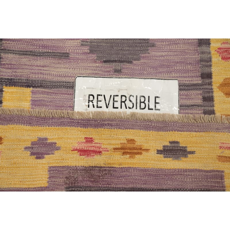 Hand Woven Oriental 100% Wool Carpet Southwestern Tribal Yellow & Gold Kilim Runner Rug - 9' 9'' X 2' 5''