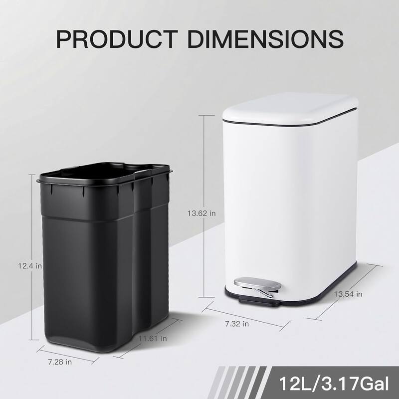 3.72 Gallons Trash Can, Step Garbage Can for Bathroom, Bedroom, Office, Kitchen